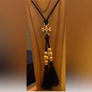 Tory Burch Gold and Black rope design necklace. Unwrapped, New